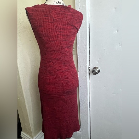 Anthropology/ Maeve Red Sheath Midi Dress with V-Neck - Picture 3 of 4
